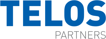 Logo, blue text, Telos Partners