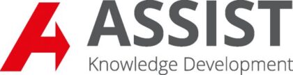 Logo, red A, grey words, Assist Knowledge Development