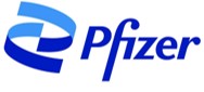 Logo, blue letters, Pfizer