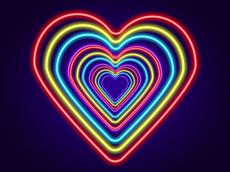 multi-coloured neon hearts