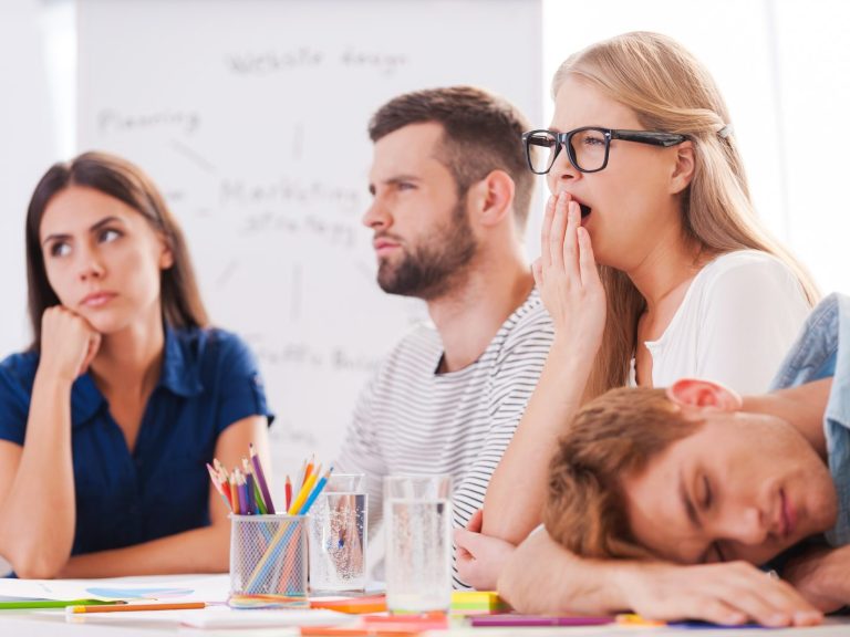 people yawning in a meeting