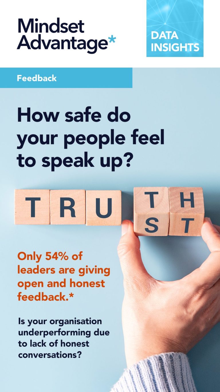 Feedback. How safe do your people feel to speak up? Truth. Trust. Only 54% of leaders are giving open and honest feedback. Is your organisation underperforming due to lack of honest conversations?